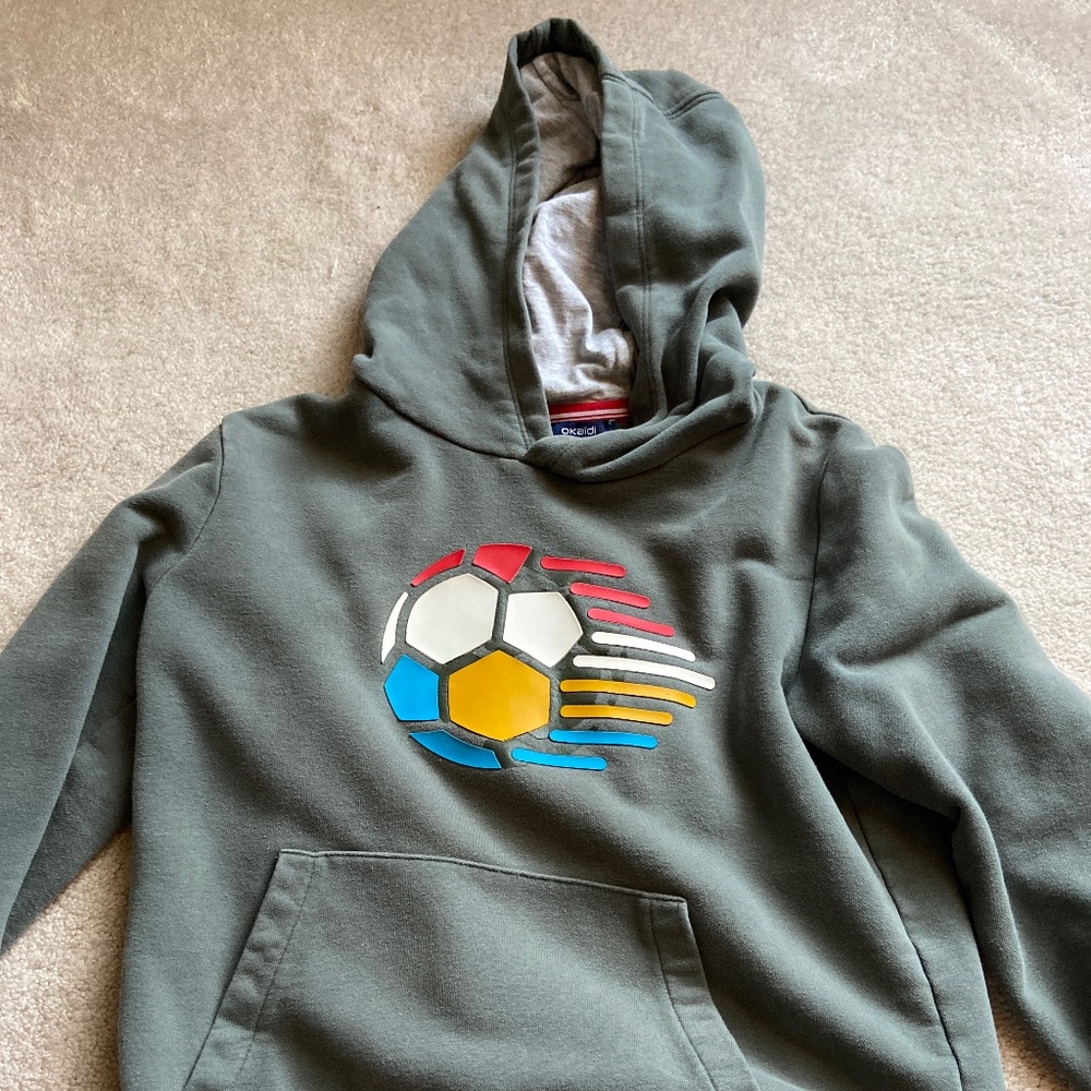 Grey-green Hoodie Soccer Sweatshirt Unisex Size 12 Youth